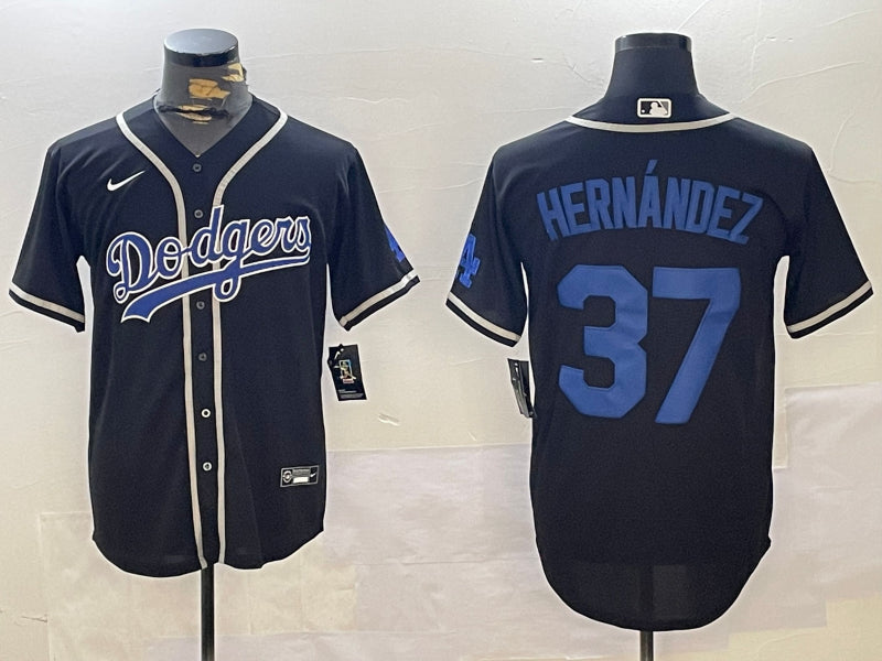 Men’s Los Angeles Dodgers Teoscar Hernandez #37 Black Jersey