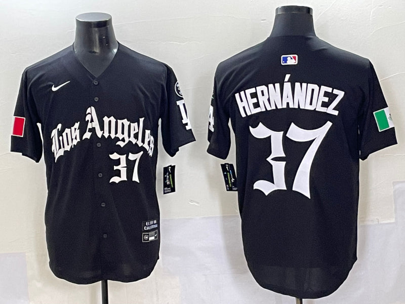 Men’s Los Angeles Dodgers Teoscar Hernandez #37 Black Jersey