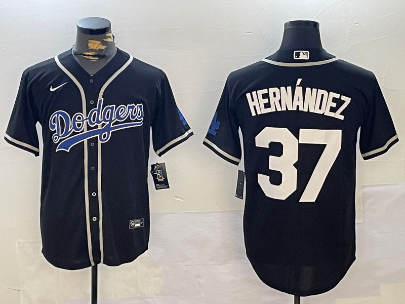 Men’s Los Angeles Dodgers Teoscar Hernandez #37 Black Jersey