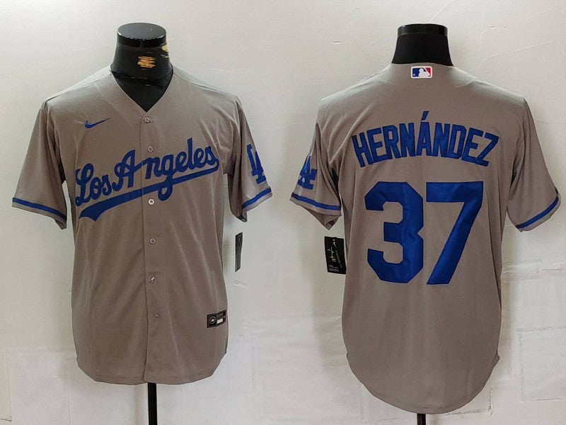Men’s Los Angeles Dodgers Teoscar Hernandez #37 Gray Jersey