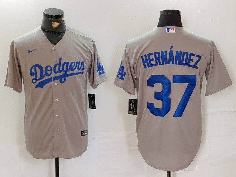 Men’s Los Angeles Dodgers Teoscar Hernandez #37 Gray Jersey