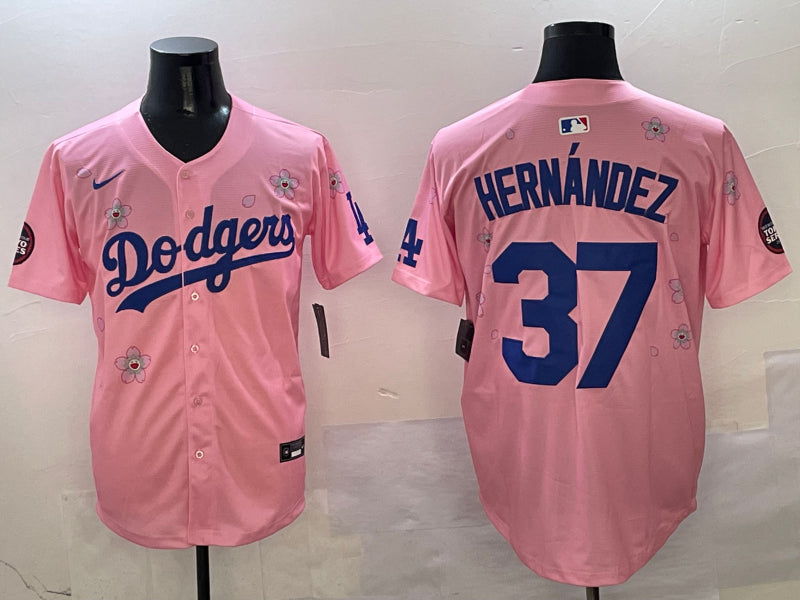 Men’s Los Angeles Dodgers Teoscar Hernandez #37 Pink Jersey