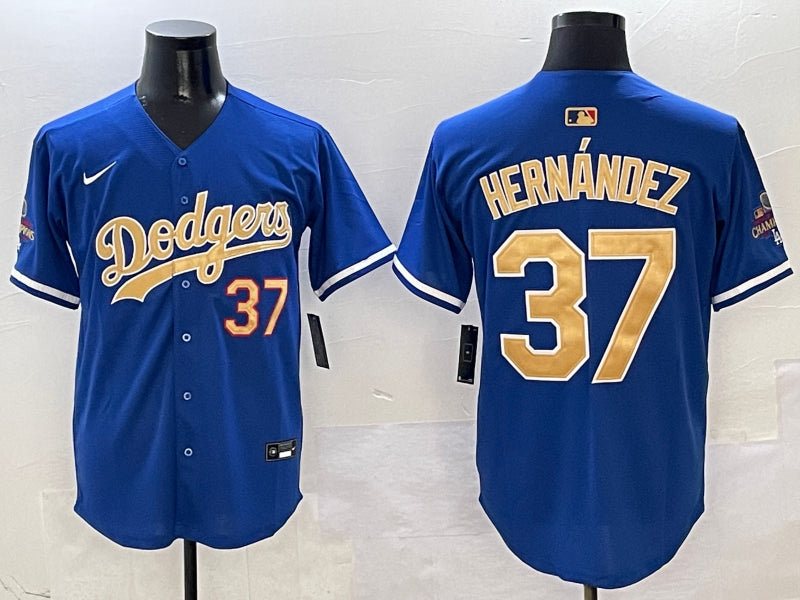 Men’s Los Angeles Dodgers Teoscar Hernandez #37 Royal 2025 Gold Collection Limited Jersey