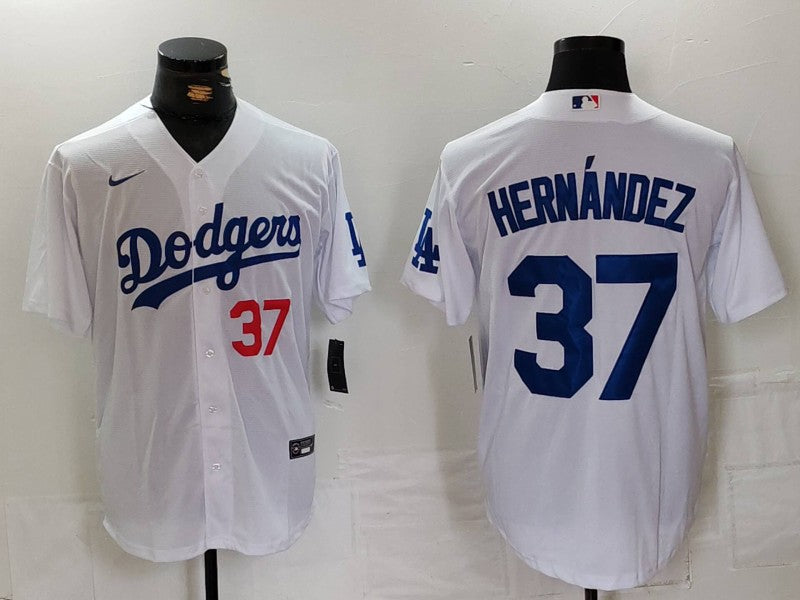 Men’s Los Angeles Dodgers Teoscar Hernandez #37 White Home Limited Jersey