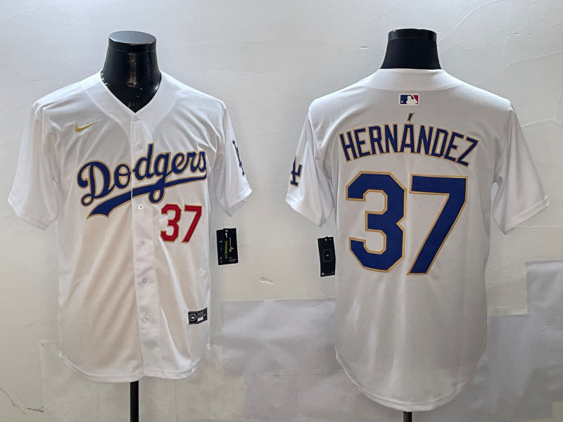 Men’s Los Angeles Dodgers Teoscar Hernandez #37 White Jersey