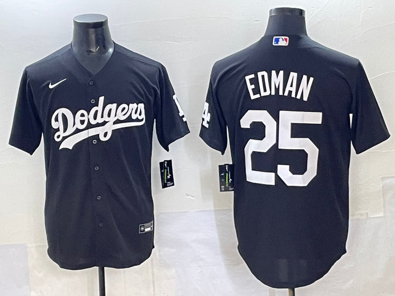 Men’s Los Angeles Dodgers Tommy Edman #25 Black Alternate Jersey