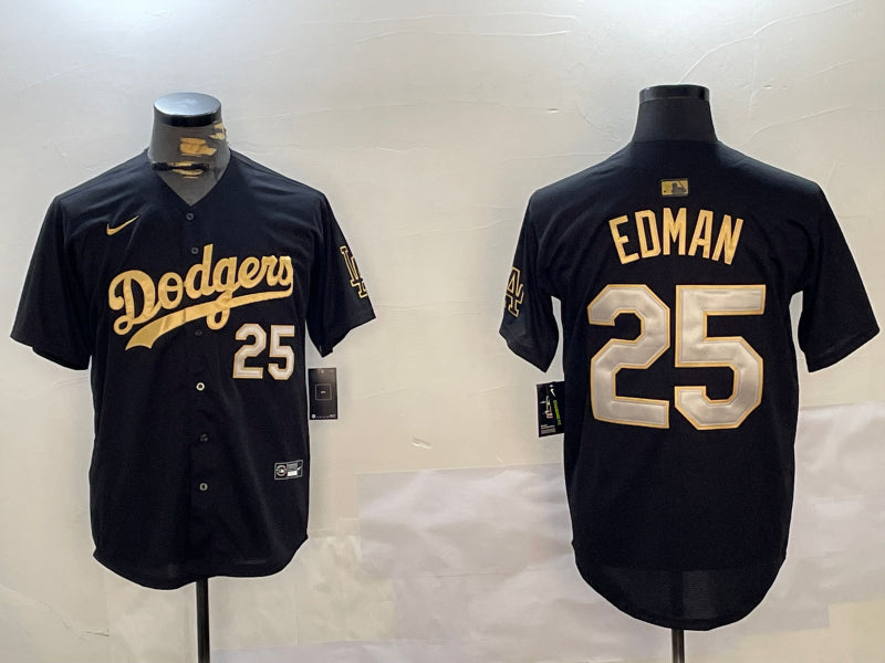 Men’s Los Angeles Dodgers Tommy Edman #25 Black Jersey