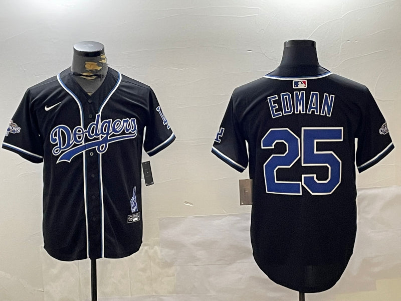 Men’s Los Angeles Dodgers Tommy Edman #25 Black Jersey