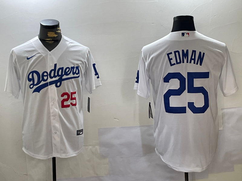 Men’s Los Angeles Dodgers Tommy Edman #25 White Home Jersey