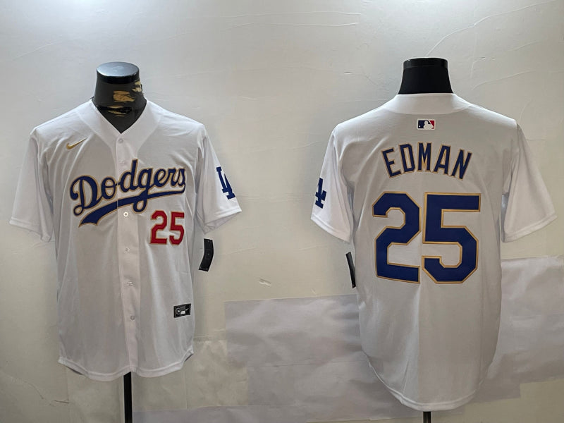 Men’s Los Angeles Dodgers Tommy Edman #25 White Jersey