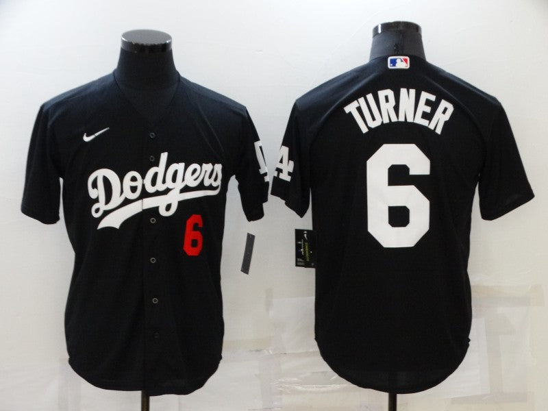 Men’s Los Angeles Dodgers Trea Turner #6 Black Stitched Jersey
