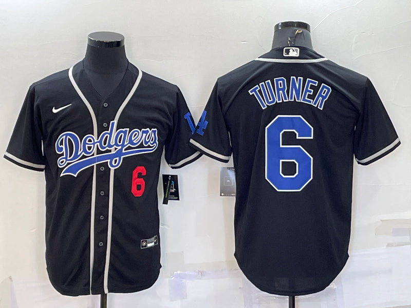 Men’s Los Angeles Dodgers Trea Turner #6 Black Stitched Jersey