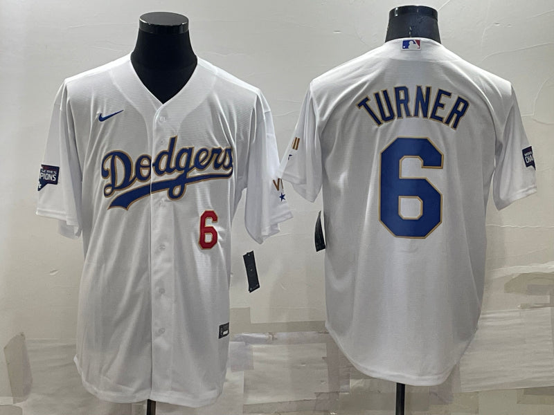 Men’s Los Angeles Dodgers Trea Turner #6 White Jersey