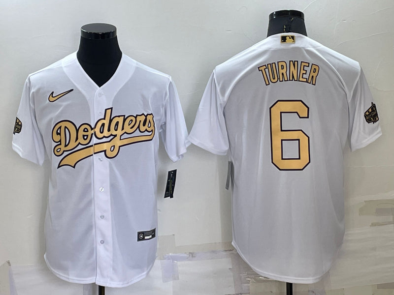 Men’s Los Angeles Dodgers Trea Turner #6 White Stitched Jersey