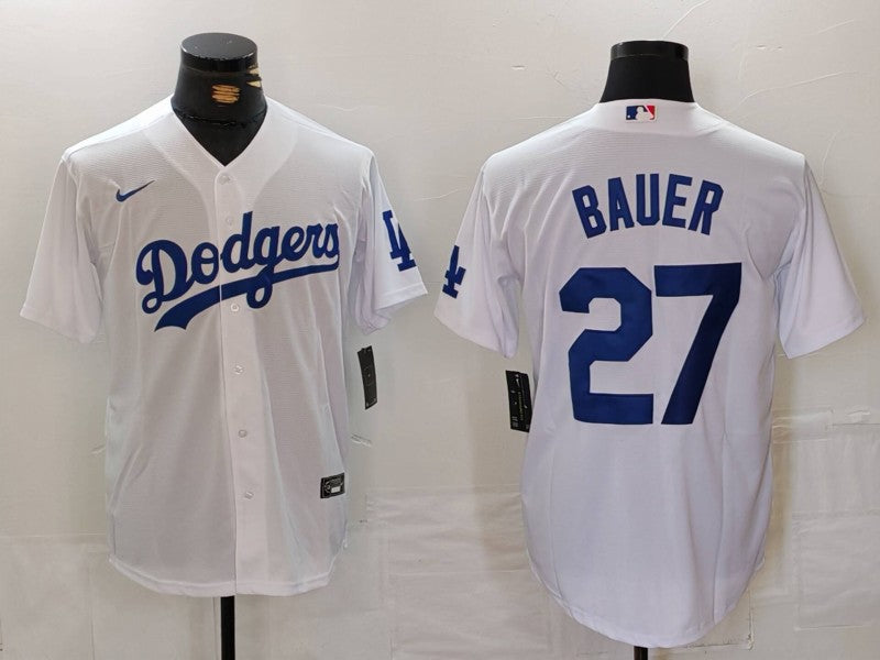 Men’s Los Angeles Dodgers Trevor Bauer #27 White Home Jersey