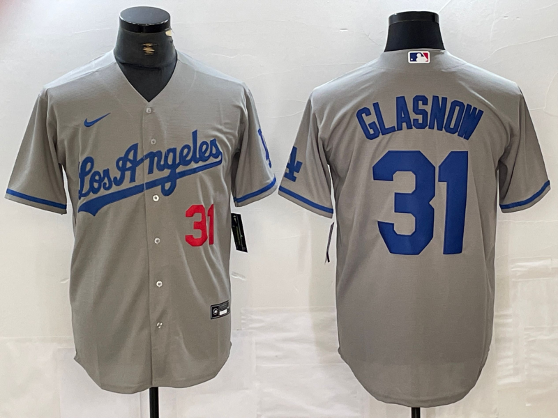 Men’s Los Angeles Dodgers Tyler Glasnow #31 Gray Jersey
