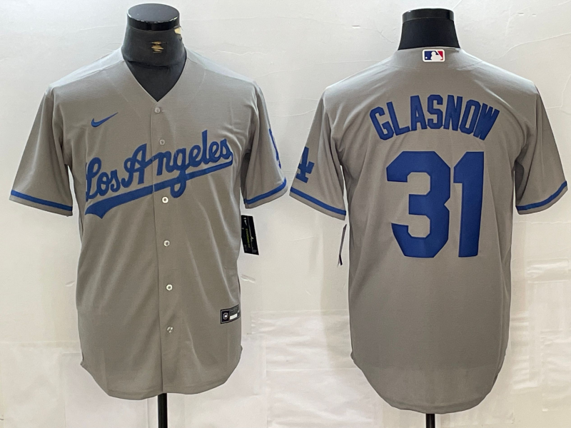 Men’s Los Angeles Dodgers Tyler Glasnow #31 Gray Jersey