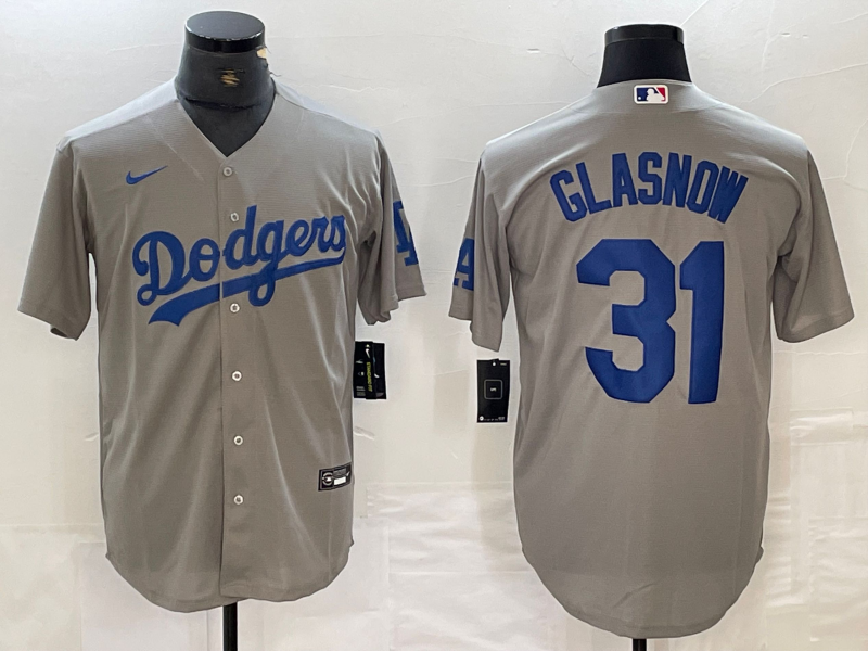 Men’s Los Angeles Dodgers Tyler Glasnow #31 Gray Jersey