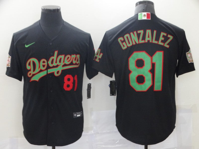 Men’s Los Angeles Dodgers Victor Gonzalez #81 Black Baseball Jersey