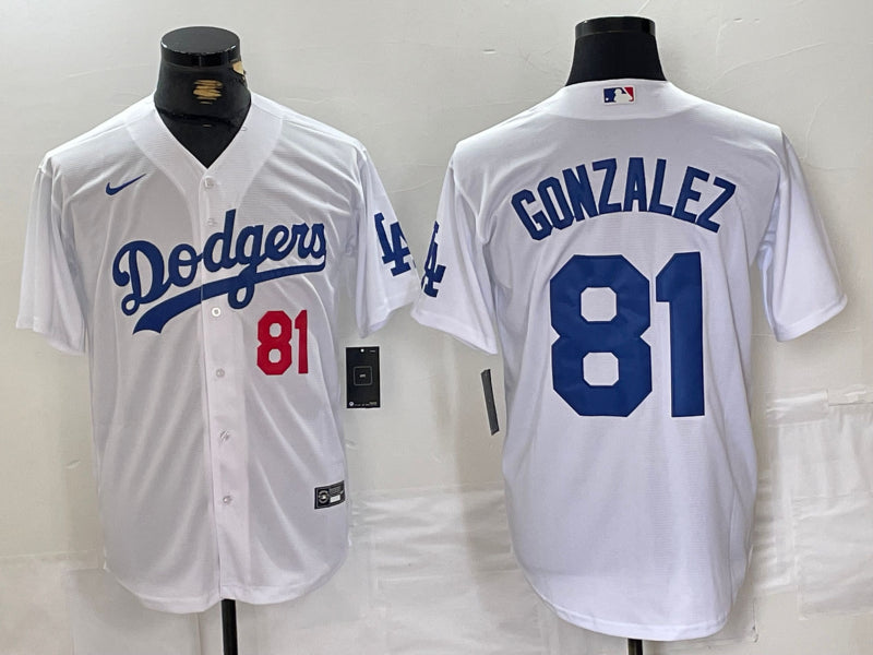 Men’s Los Angeles Dodgers Victor Gonzalez #81 White Home Limited Jersey