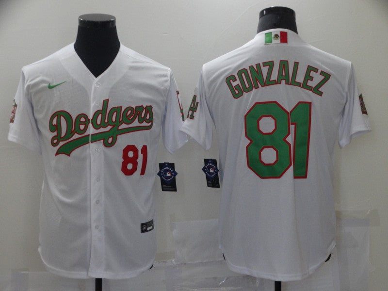 Men’s Los Angeles Dodgers Victor Gonzalez #81 White Stitched Jersey