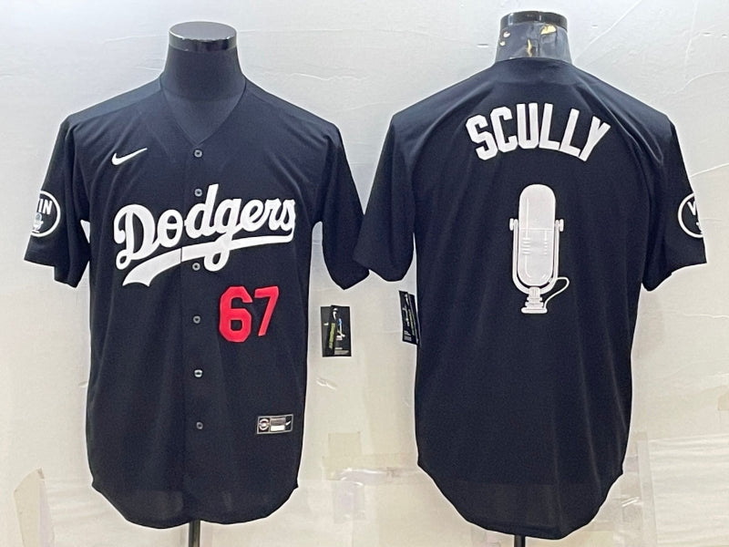 Men’s Los Angeles Dodgers Vince Scully #67 Black Baseball Jersey
