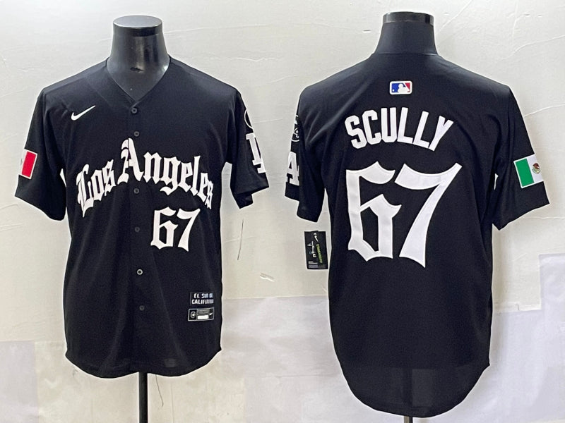 Men’s Los Angeles Dodgers Vince Scully #67 Black Limited Jersey