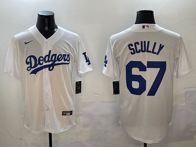 Men’s Los Angeles Dodgers Vince Scully #67 White Home Jersey
