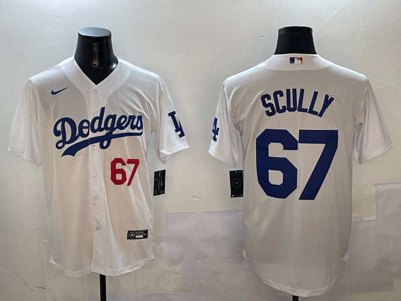 Men’s Los Angeles Dodgers Vince Scully #67 White Home Limited Jersey