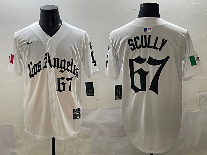 Men’s Los Angeles Dodgers Vince Scully #67 White Limited Jersey
