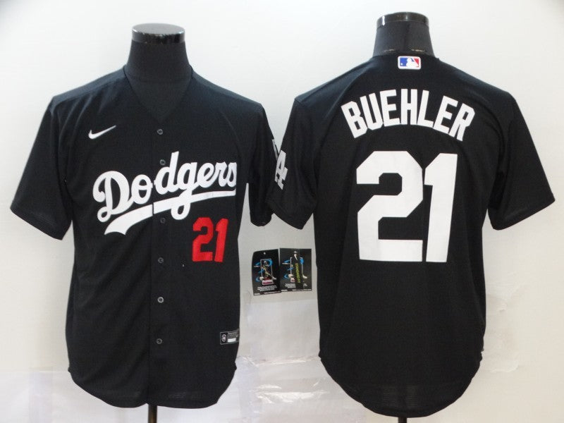 Men’s Los Angeles Dodgers Walker Buehler #21 Black Stitched Jersey
