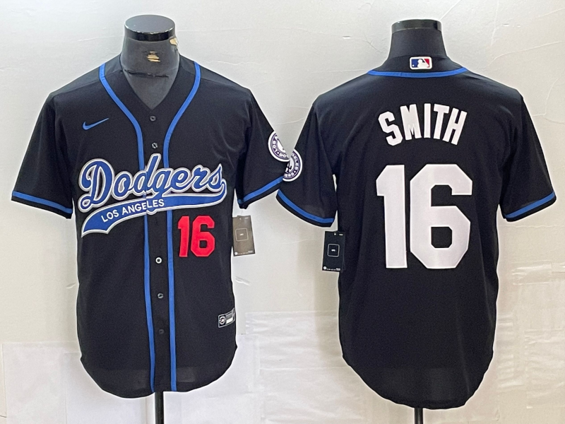 Men’s Los Angeles Dodgers Will Smith #16 Black Jersey Joint Edition
