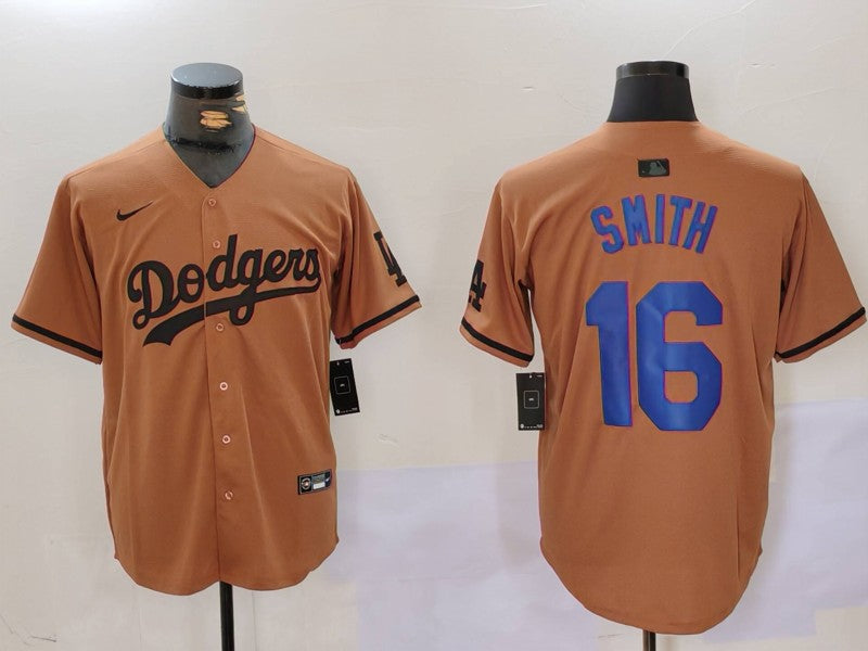 Men’s Los Angeles Dodgers Will Smith #16 Brown Jersey