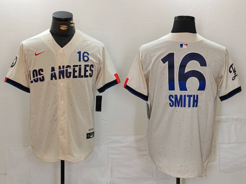 Men’s Los Angeles Dodgers Will Smith #16 Cream 2024 City Connect Jersey
