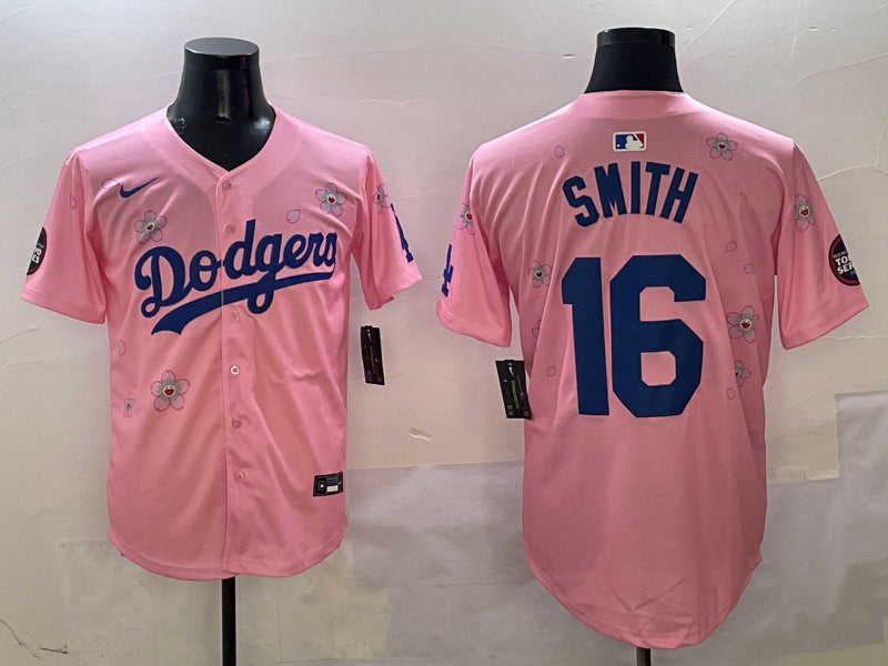 Men’s Los Angeles Dodgers Will Smith #16 Pink Jersey