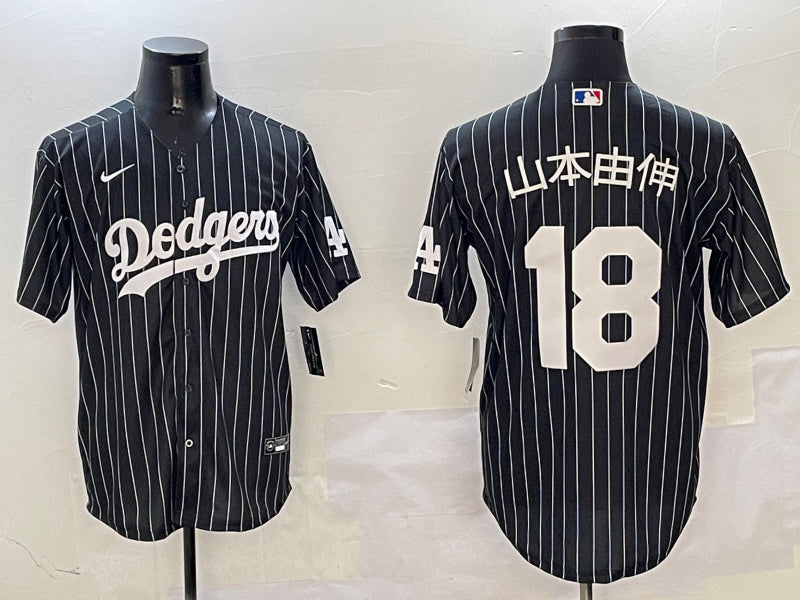 Men’s Los Angeles Dodgers Yoshinobu Yamamoto #18 Black Alternate Jersey