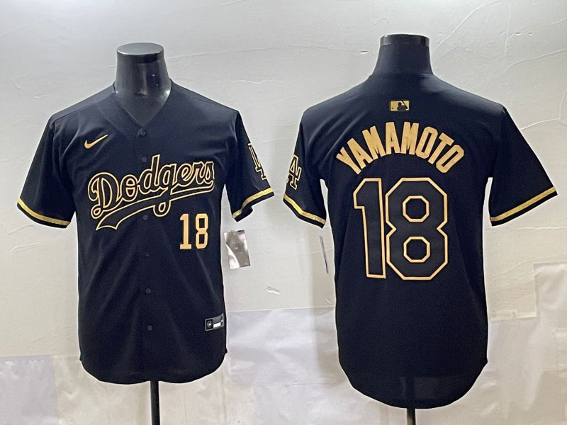 Men’s Los Angeles Dodgers Yoshinobu Yamamoto #18 Black Alternate Jersey