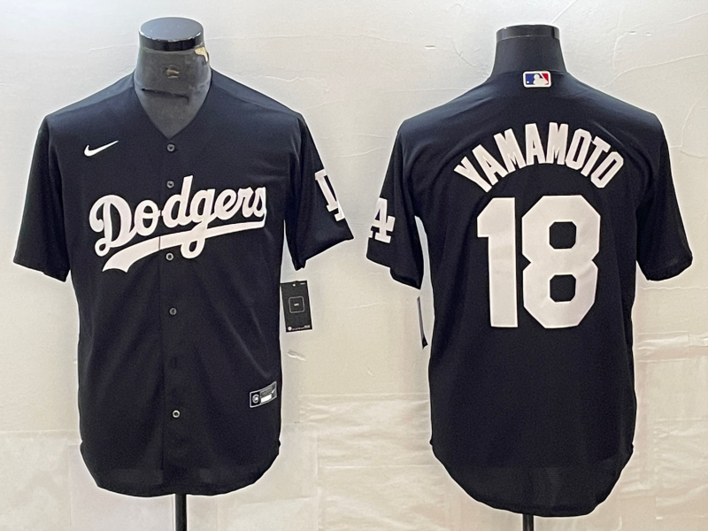 Men’s Los Angeles Dodgers Yoshinobu Yamamoto #18 Black Jersey