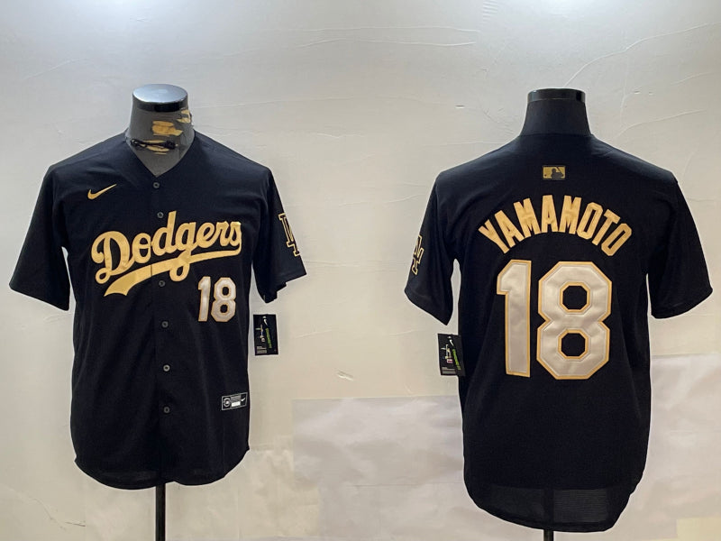 Men’s Los Angeles Dodgers Yoshinobu Yamamoto #18 Black Jersey