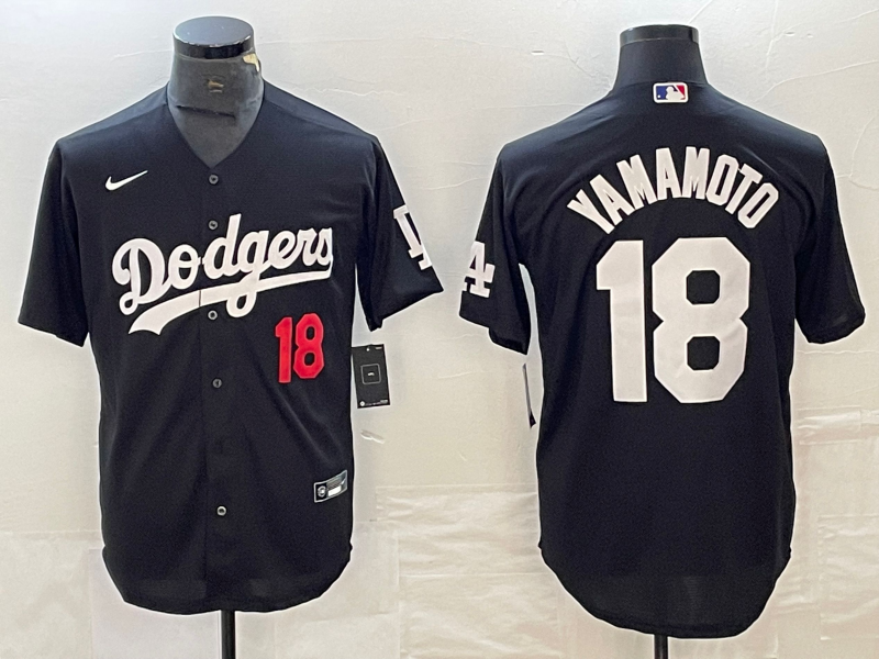 Men’s Los Angeles Dodgers Yoshinobu Yamamoto #18 Black Jersey