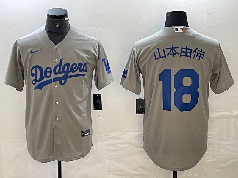 Men’s Los Angeles Dodgers Yoshinobu Yamamoto #18 Gray Alternate Jersey