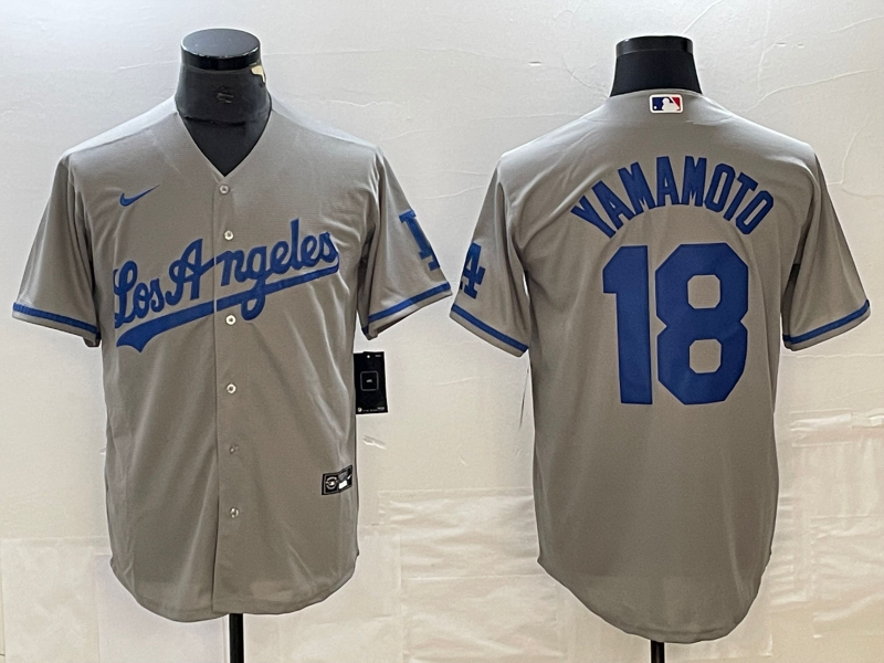 Men’s Los Angeles Dodgers Yoshinobu Yamamoto #18 Gray Jersey