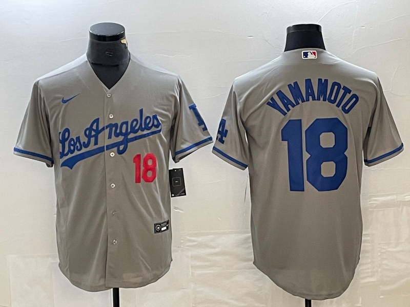 Men’s Los Angeles Dodgers Yoshinobu Yamamoto #18 Gray Jersey