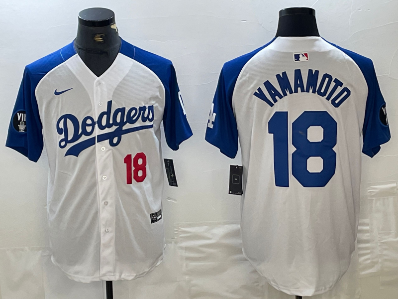 Men’s Los Angeles Dodgers Yoshinobu Yamamoto #18 White Authentic Jersey
