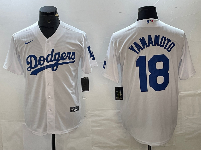 Men’s Los Angeles Dodgers Yoshinobu Yamamoto #18 White Home Jersey