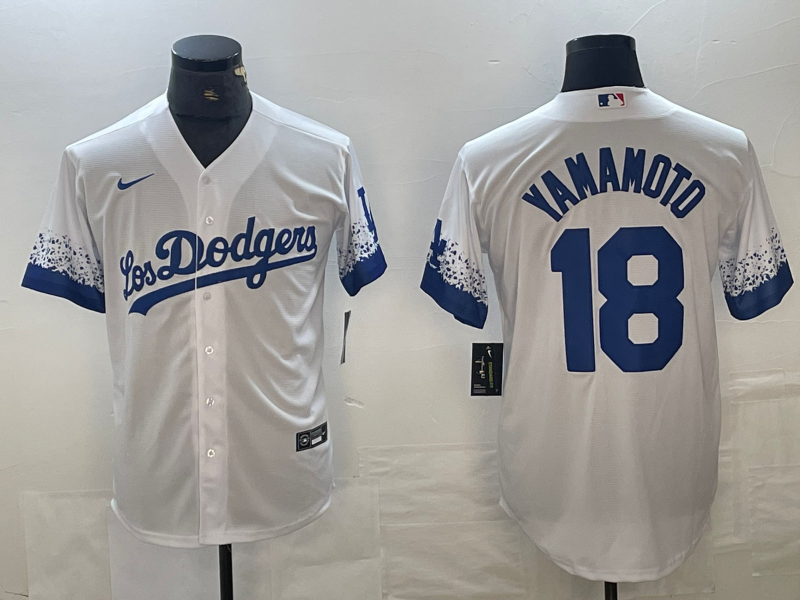 Men’s Los Angeles Dodgers Yoshinobu Yamamoto #18 White Jersey