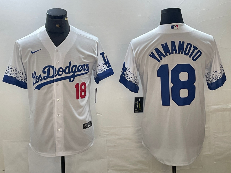 Men’s Los Angeles Dodgers Yoshinobu Yamamoto #18 White Jersey