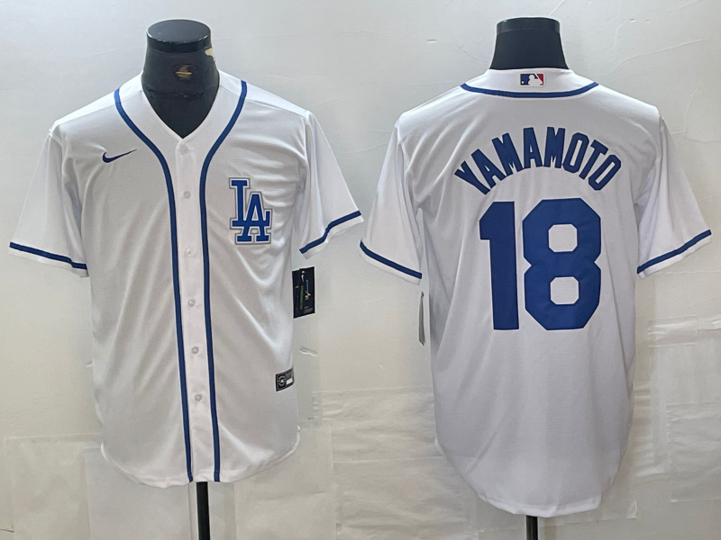 Men’s Los Angeles Dodgers Yoshinobu Yamamoto #18 White Limited Jersey