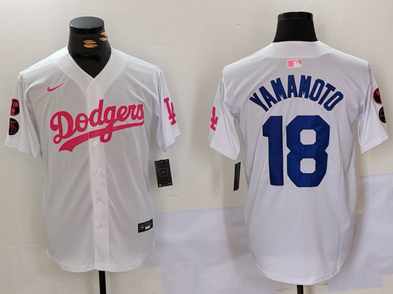 Men’s Los Angeles Dodgers Yoshinobu Yamamoto #18 White Limited Jersey