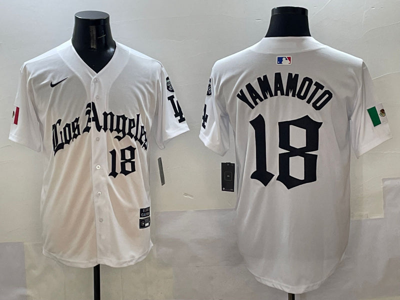 Men’s Los Angeles Dodgers Yoshinobu Yamamoto #18 White Team Jersey